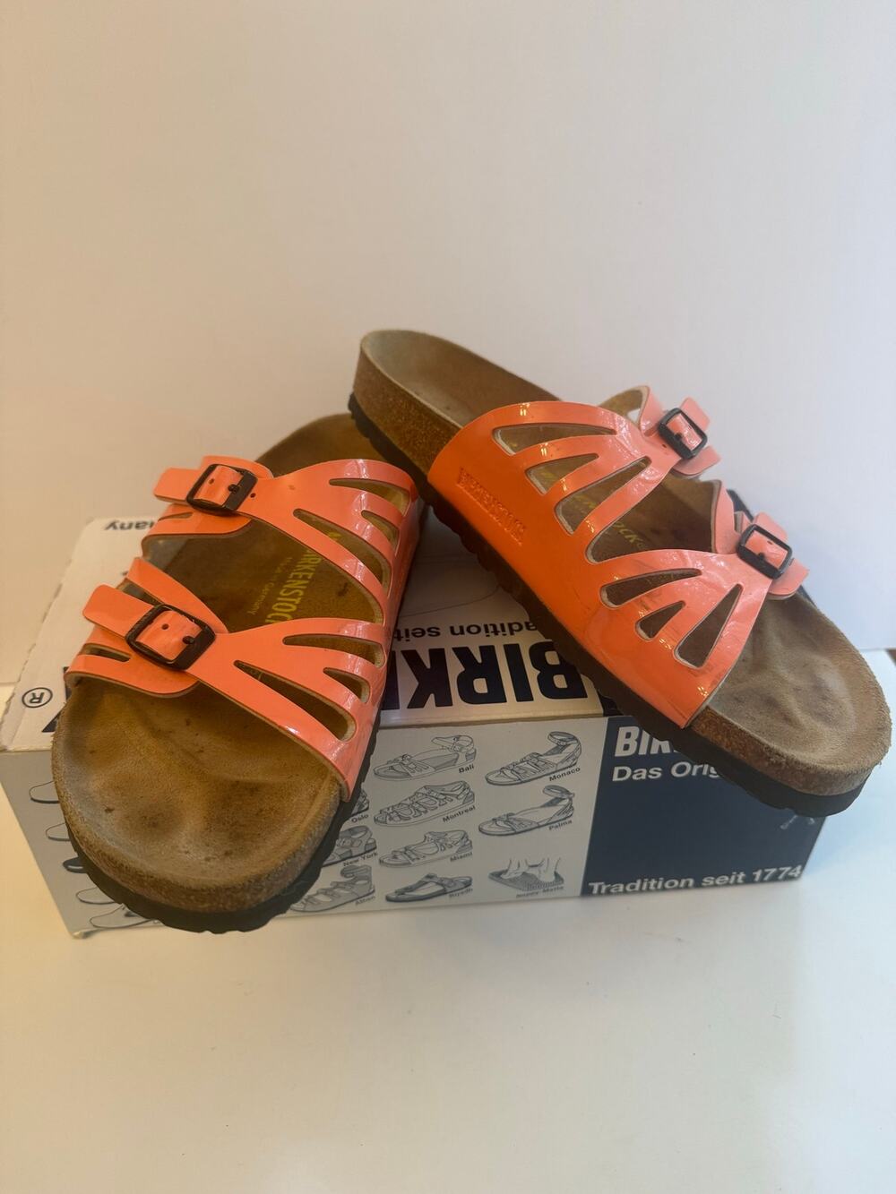 Birkenstock Granada Sandals Women’s Size 9 EU 40 Coral Pink Patent Birko-Flor